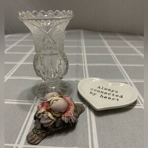 Mini Lot Kristal Bud Vase Crystal Love Bird Artefice Ottanta Figurine Heart Dish